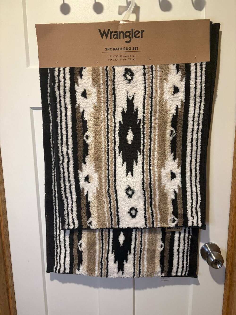 Wrangler Coyote Sands Western Bath Rug Set 2 Piece Beige Black Aztec NWT